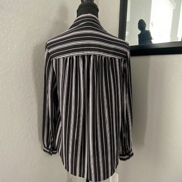 H&M Classic Black White Striped Button Down Shirt Blouse Sz 4 - Picture 8 of 12